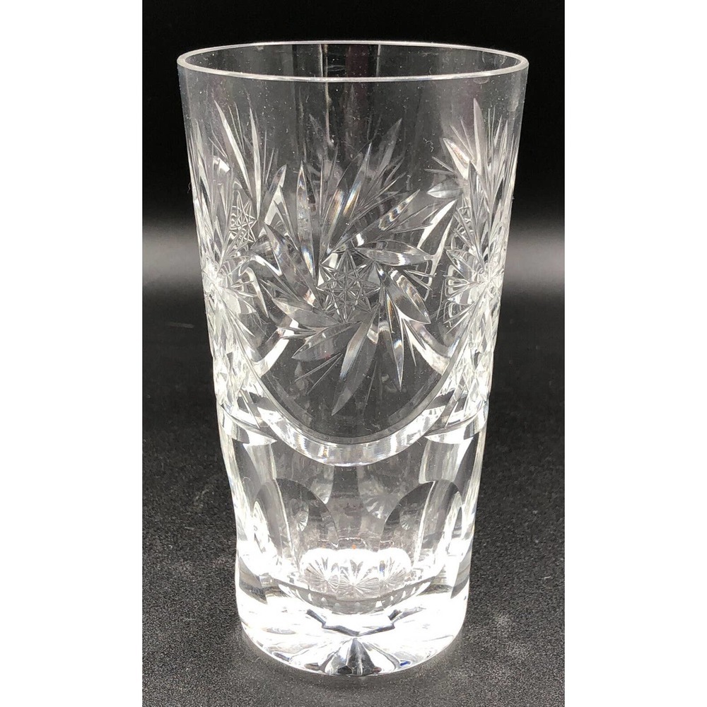 5.5” KUSAK CUT GLASS WORKS Berlin Pinwheel High Ball Glass 1900-1920